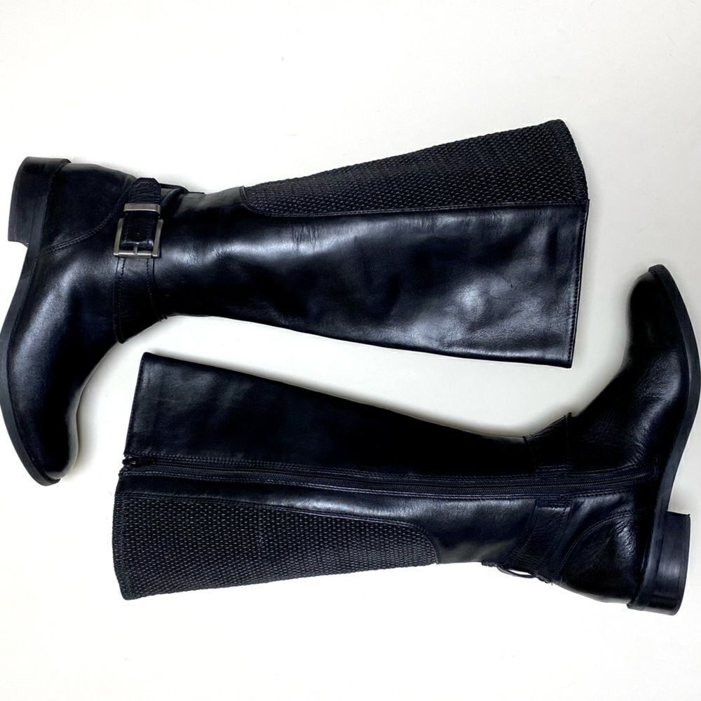 Clarks Women’s Pita Arizona Black Leather Full Zip Knee High Riding Boots Sz 6.5 - Picture 3 of 16